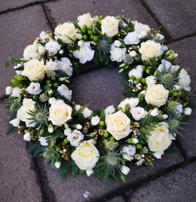 White Rose and Green Thistle Wreath